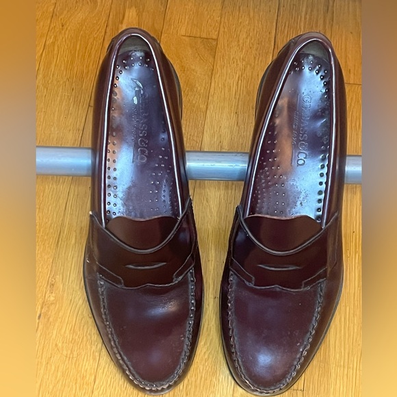 Brown burgundy Leather Loafers Weejuns GH Bass size 9 1/2 D preppy, career - Picture 1 of 8